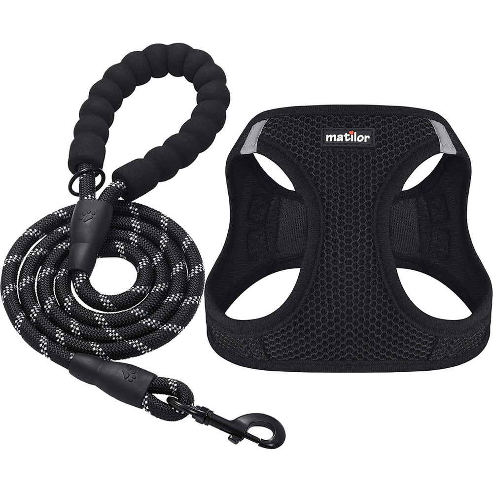 Harnais Matilor step-in noir pour chien, confort léger et facilité d'utilisation
