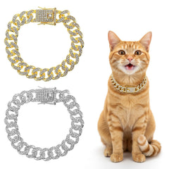 Matwsec collar de gato dorado con eslabón cubano para ocasiones especiales.