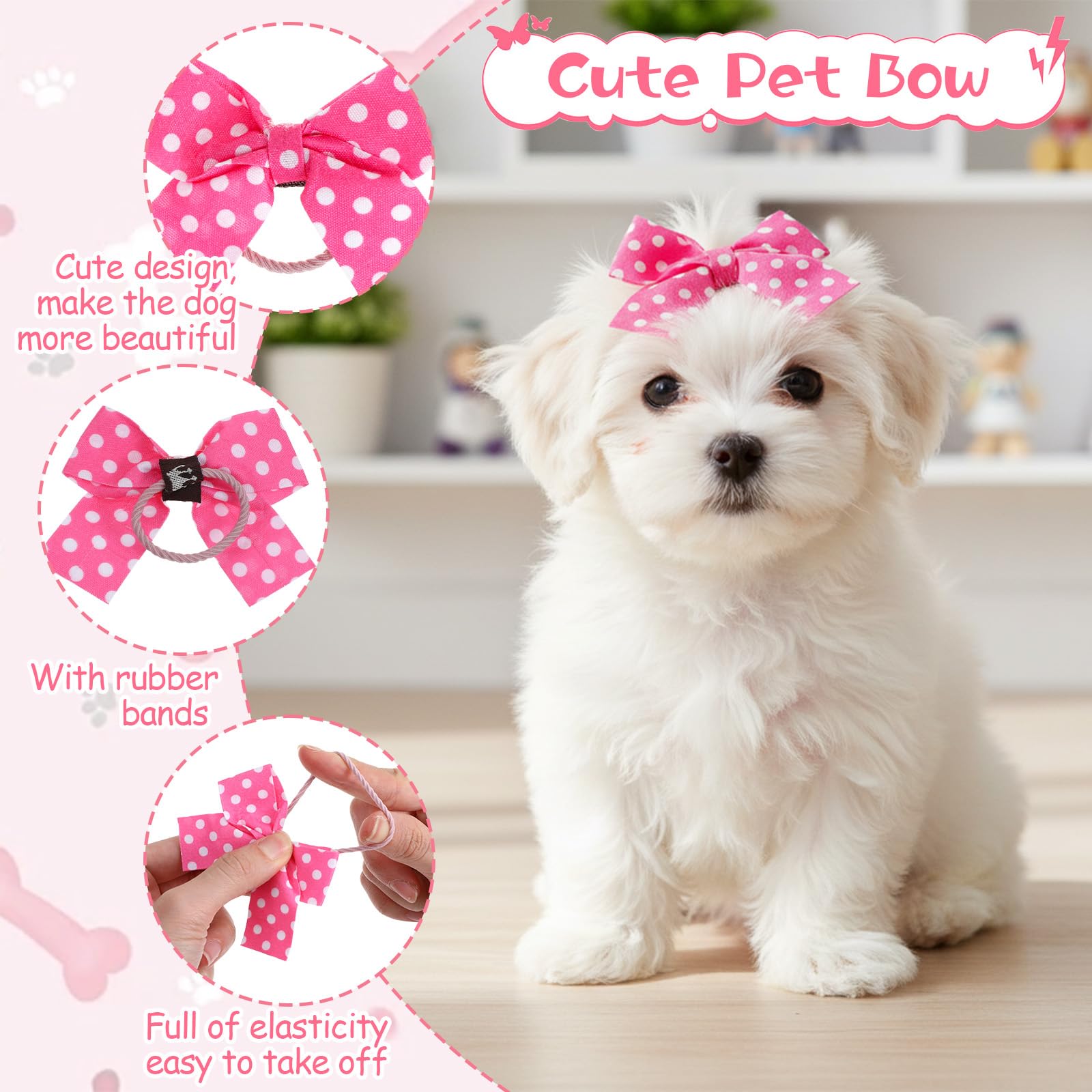 Lazo de pelo Matwsec Sakura rosado, accesorio encantador para mascotas.
