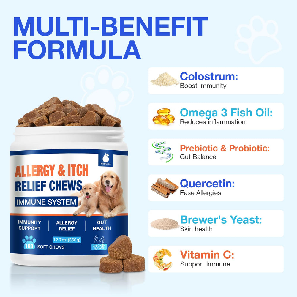 MaxHemp 180 Chews para perros, uso diario recomendado