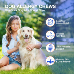 MaxHemp masticables para alergias, etiqueta clara con ingredientes clave.