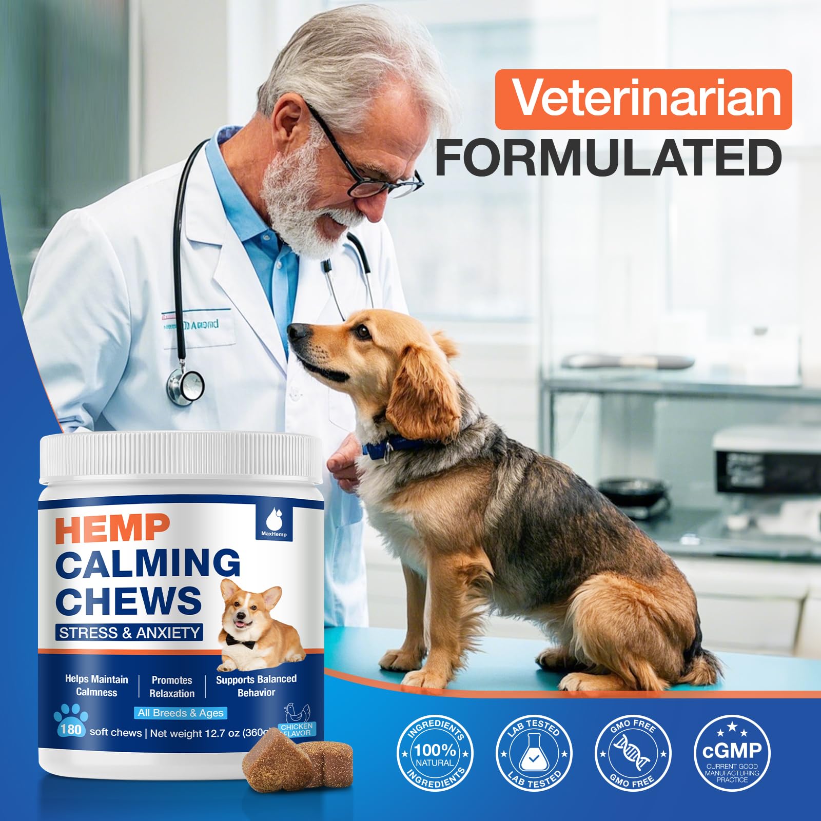 MaxHemp Masticables Calmantes para perros: producto fabricado en instalación GMP.