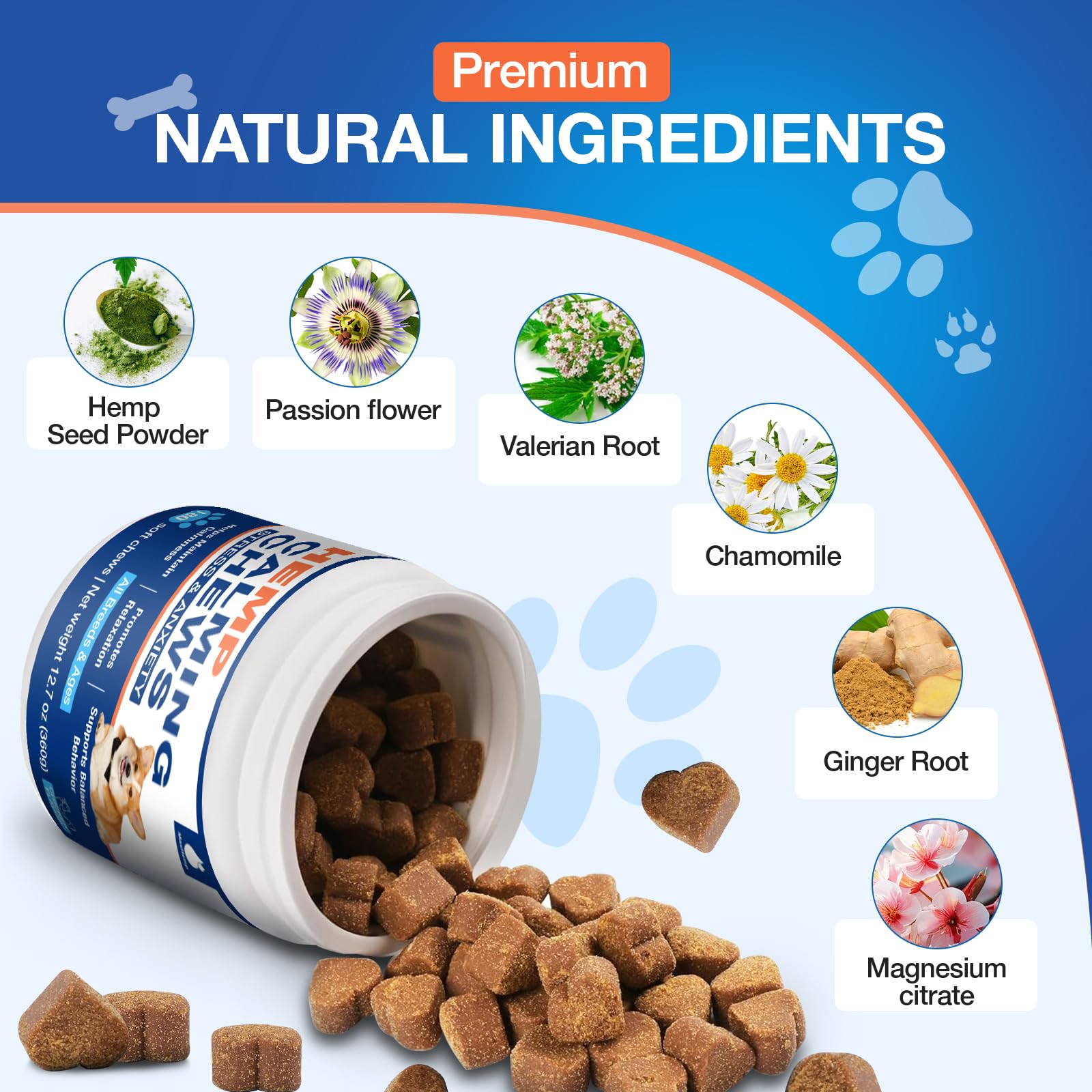 MaxHemp Masticables Calmantes para perros: dosis diaria para favorecer la calma ante tormentas.