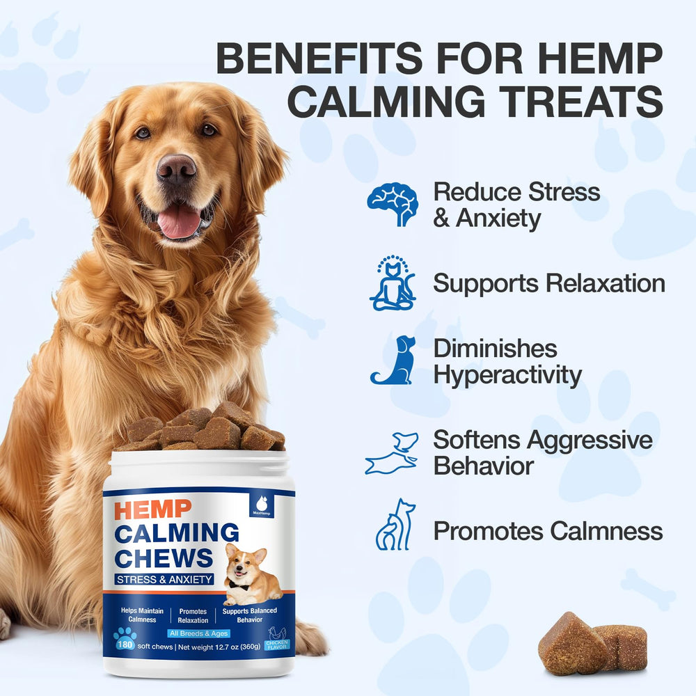 MaxHemp Masticables Calmantes para perros: paquete para dosis fáciles en casa.
