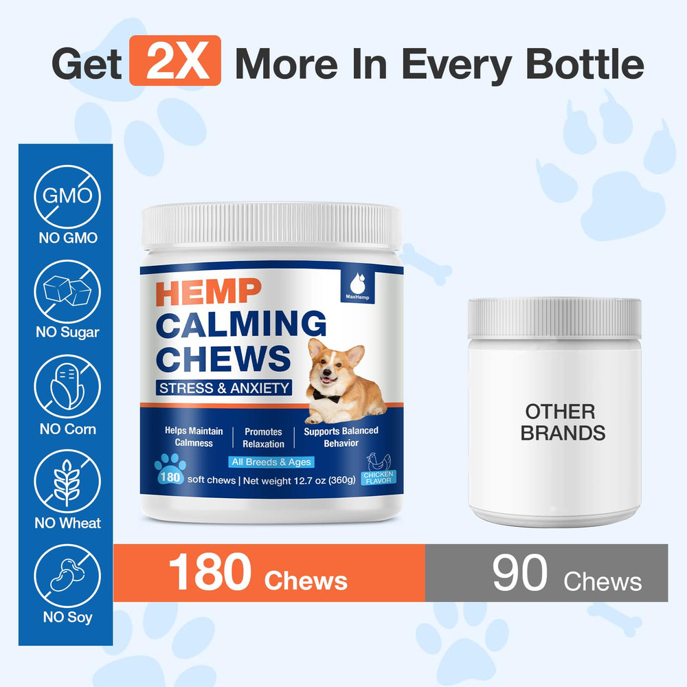 MaxHemp Masticables Calmantes para perros: uso diario seguro y apto para distintas razas.
