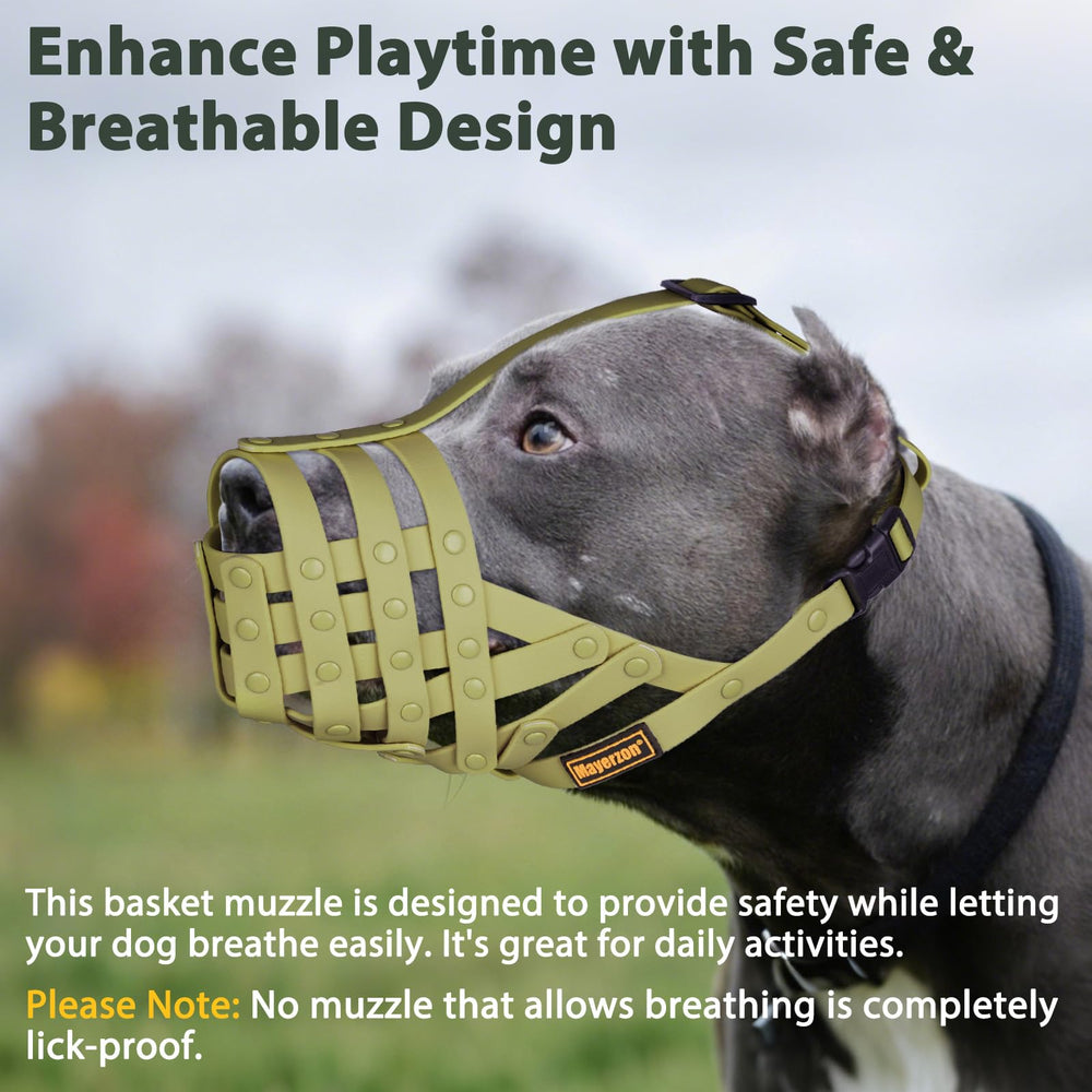 Mayerzon bozal para perros grandes, diseño respirable que permite beber durante uso.