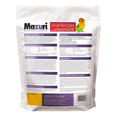 Mazuri con linaza molida, fuente de omega para aves pequeñas.