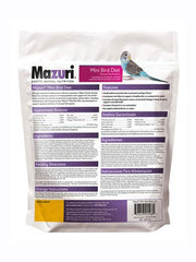 Mazuri alimento completo para minis aves, etiqueta visible, ideal para mantener una dieta equilibrada.