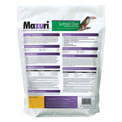 Textura de pellets de Mazuri Softbill para alimentación equilibrada.