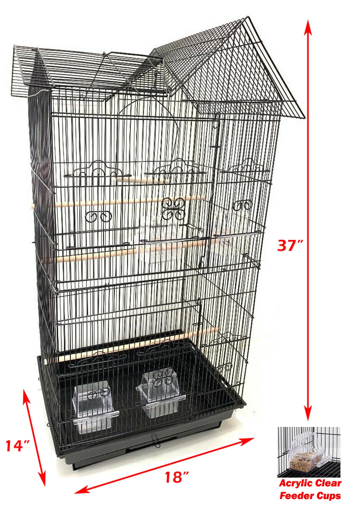 Mcage jaula aves con dos puertas frontales grandes para acceso rápido
