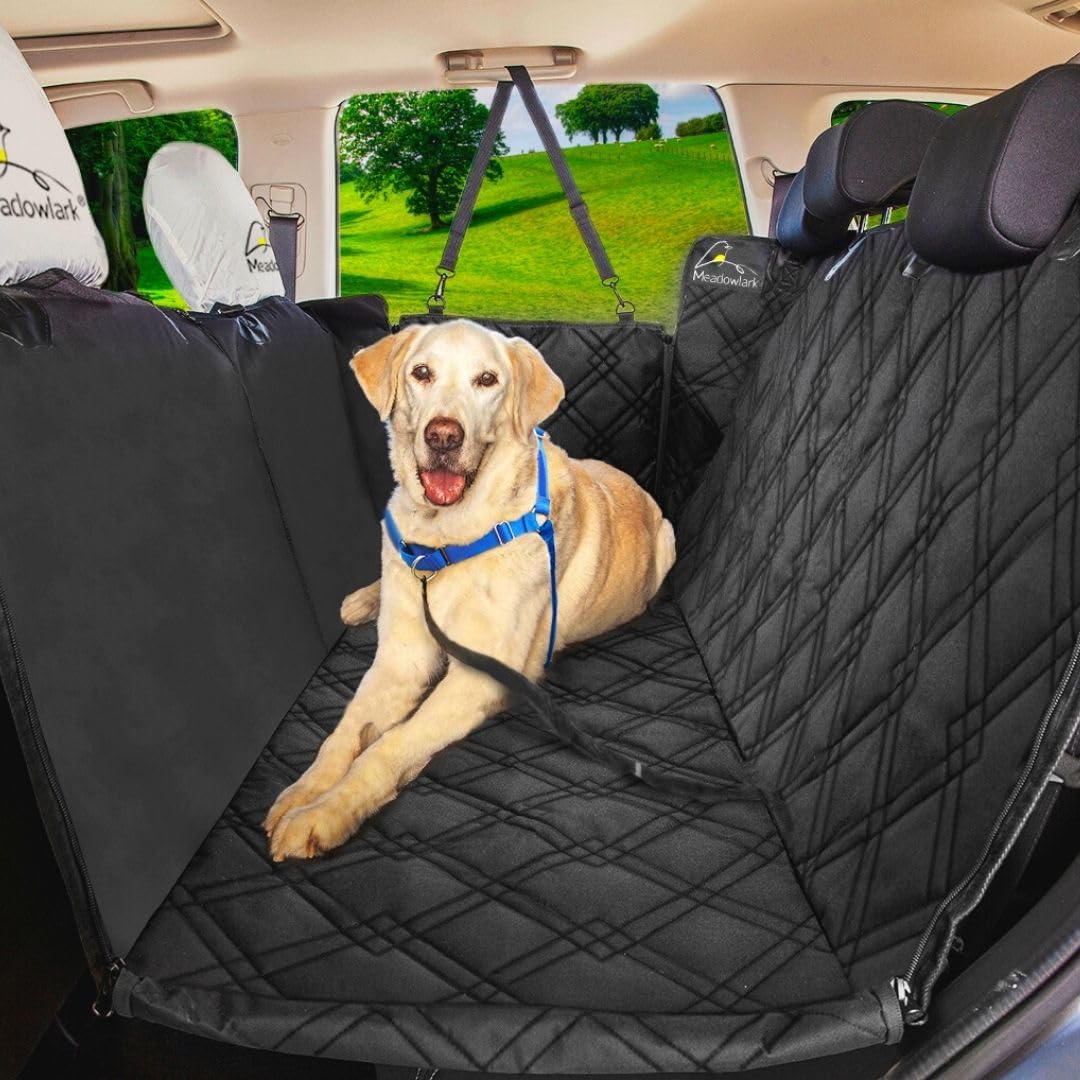 Meadowlark cubierta de asiento para perro con tapas de reposacabezas y protección de puertas, manteniendo limpio el coche