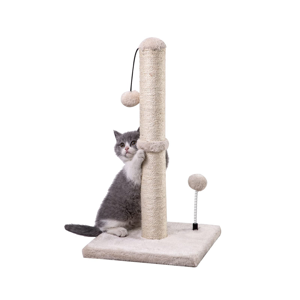 MECOOL poste rasca para gatos de 22 pulgadas en beige, diseño para gatitos y gatos pequeños.