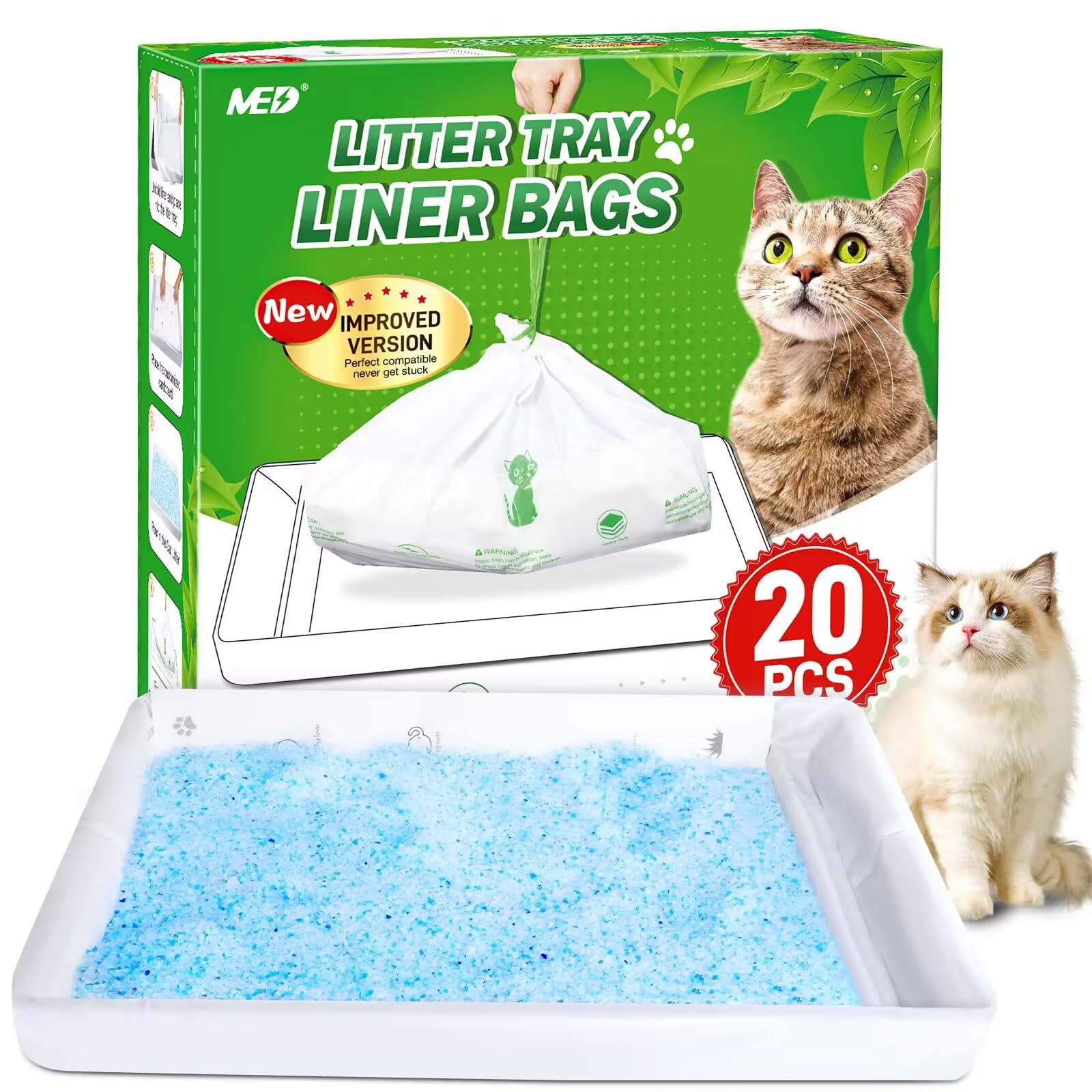 Fundas MED para caja de arena rectangular, empaque de 20 piezas para cambios fáciles.