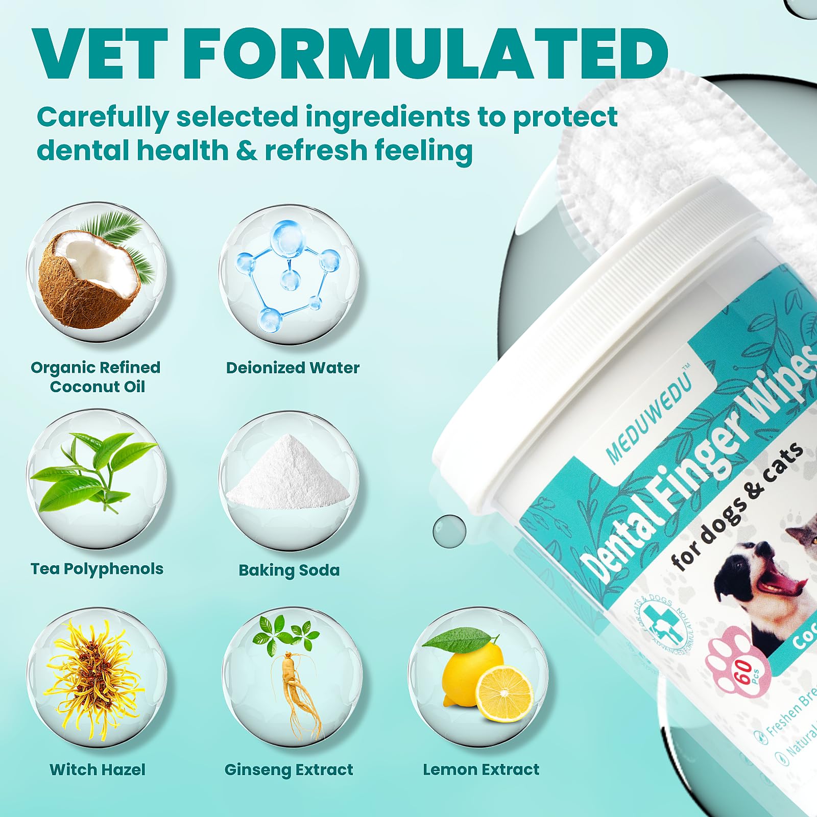 Meduwedu sabor fruta en toallitas dentales, experiencia agradable para mascotas.
