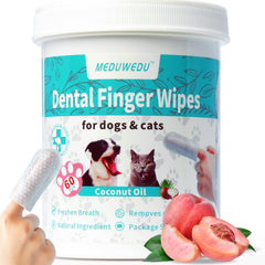 Meduwedu toallitas dedos dentales para perros y gatos, limpieza rápida sin agua.