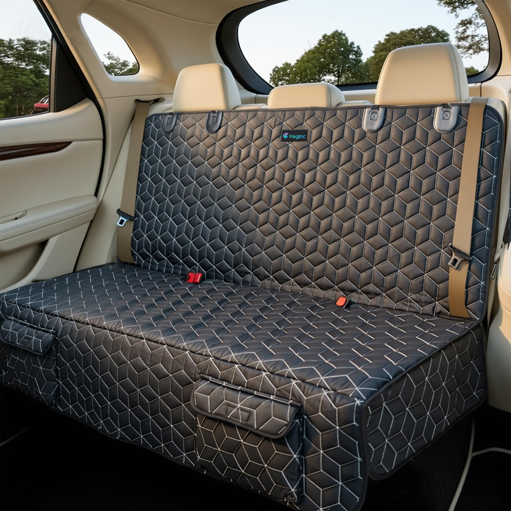 Meginc cubre asiento trasero impermeable para perros, protege tapicería y evita manchas.