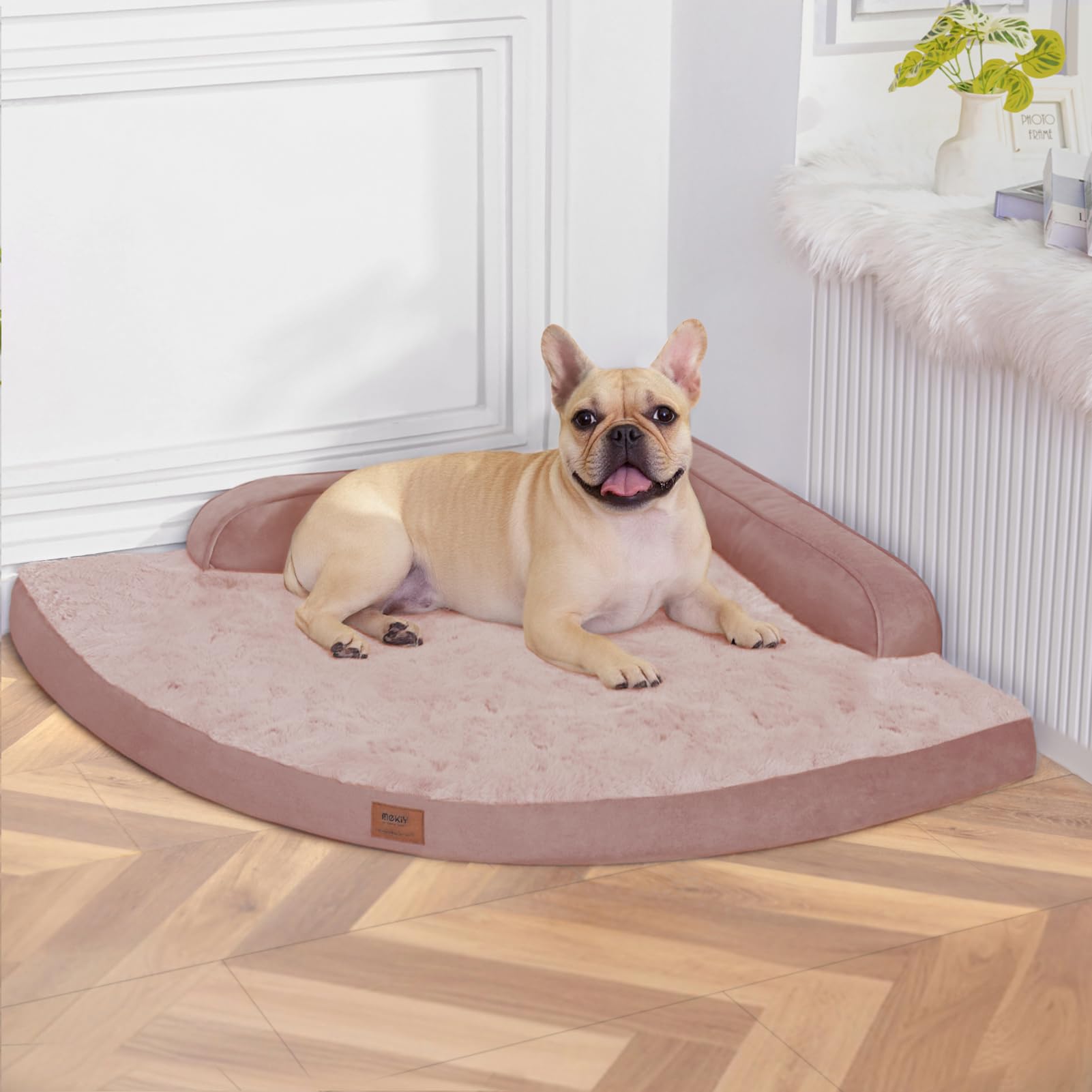 MEKIY cama ortopédica grande para perros, vista frontal, soporte cómodo del cuerpo.