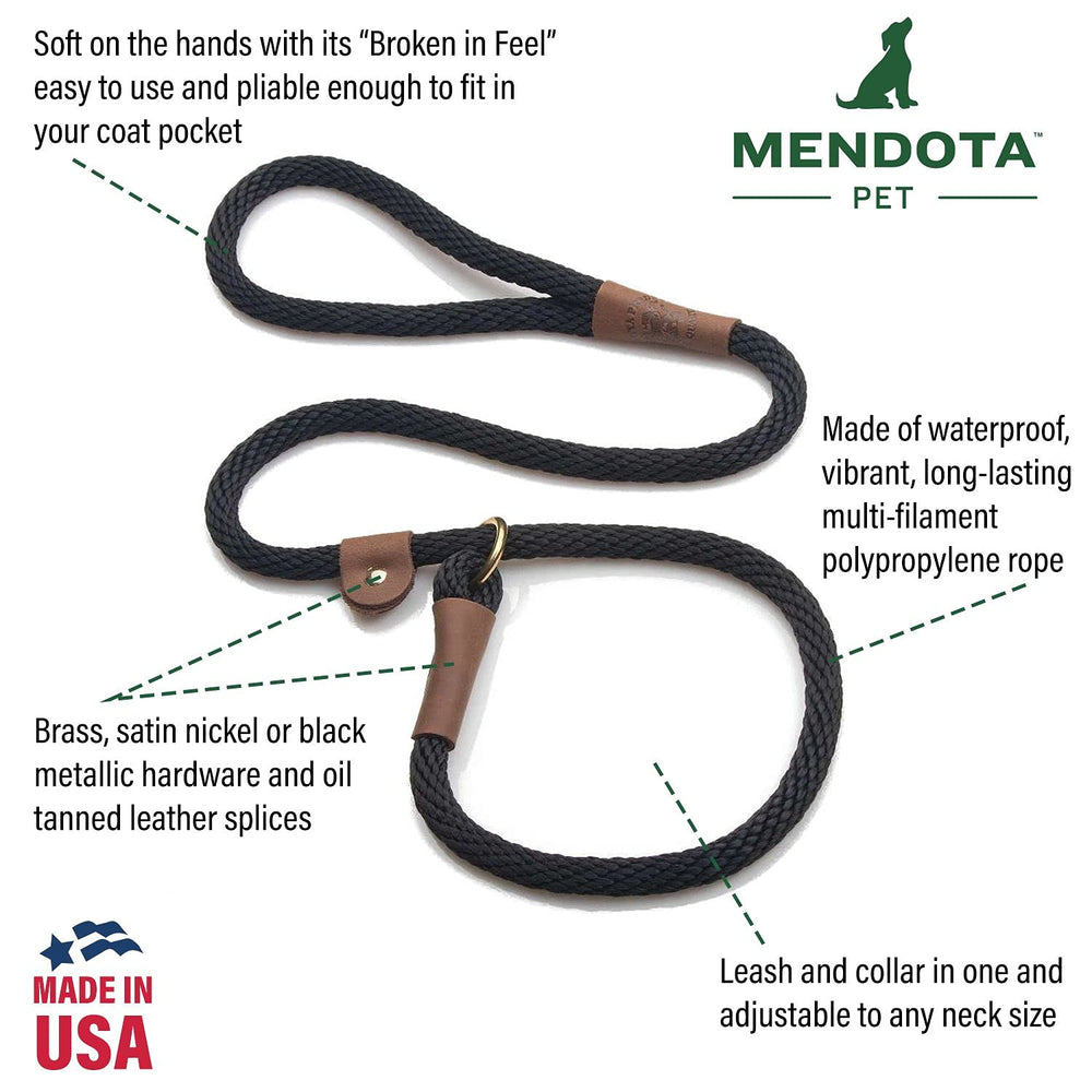 Mendota Slip Leash combinación de correa y collar para entrenamiento suave