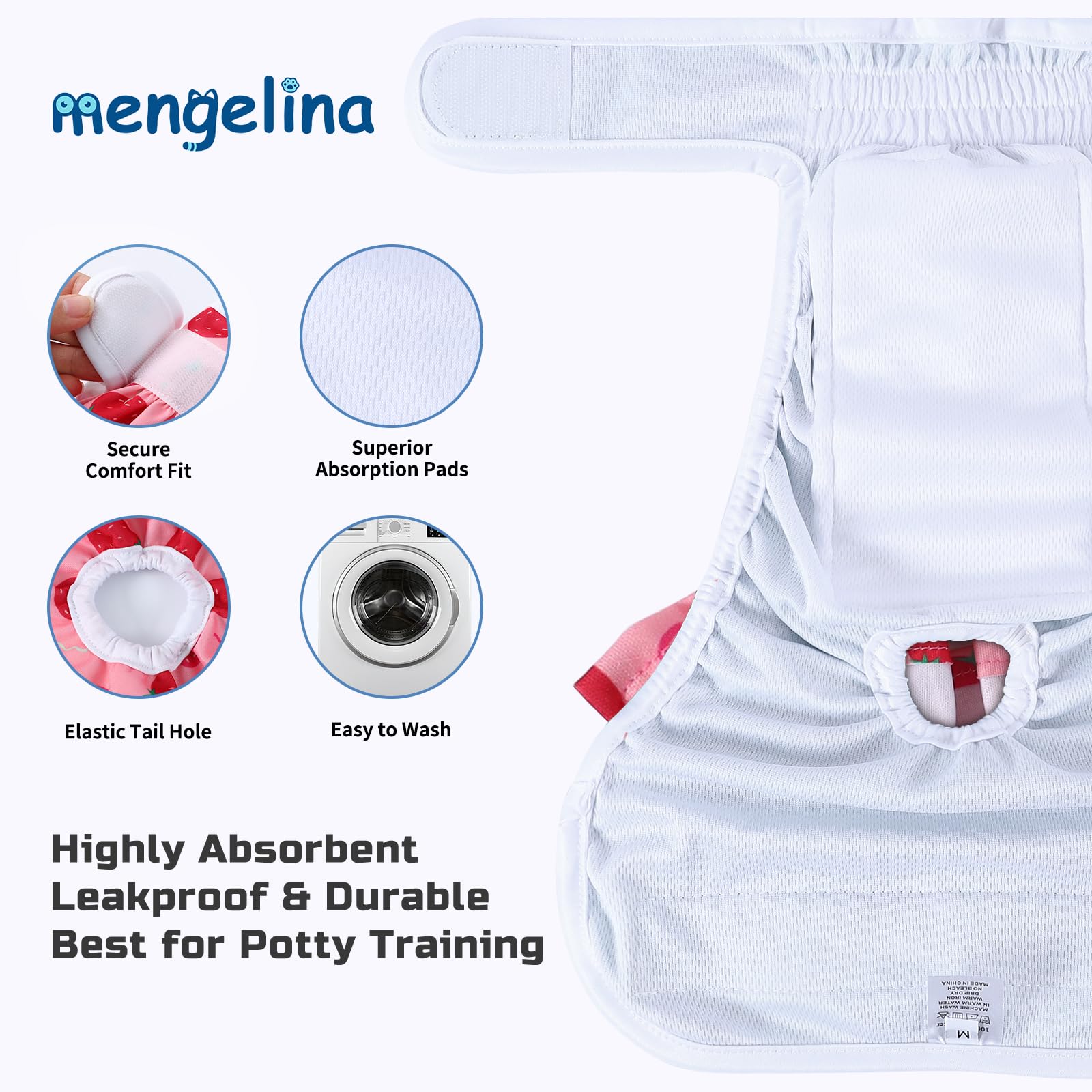 Mengelina pañales para perra talla S; para cachorros, paquete de tres.