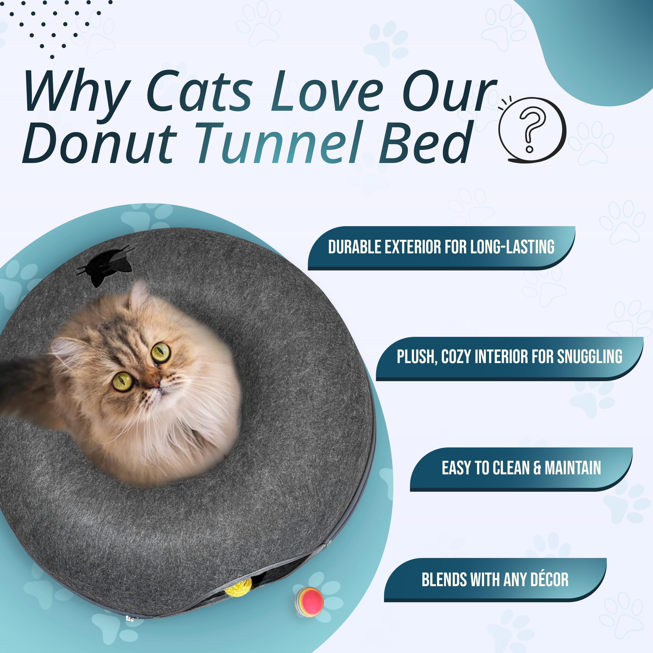 Meow Mates bola colgante en tunel fomenta juego interactivo y ejercicio.