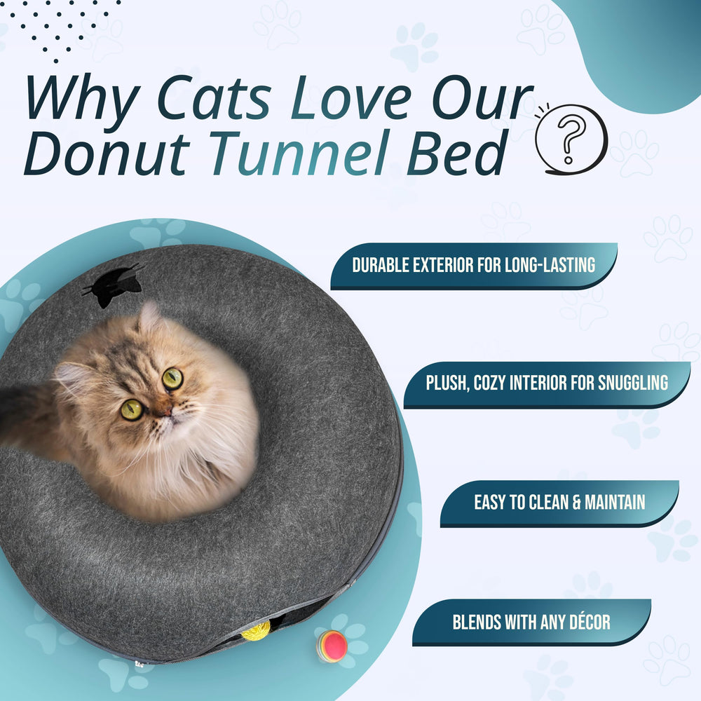 Meow Mates bola colgante en tunel fomenta juego interactivo y ejercicio.