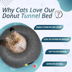 Meow Mates bola colgante en tunel fomenta juego interactivo y ejercicio.