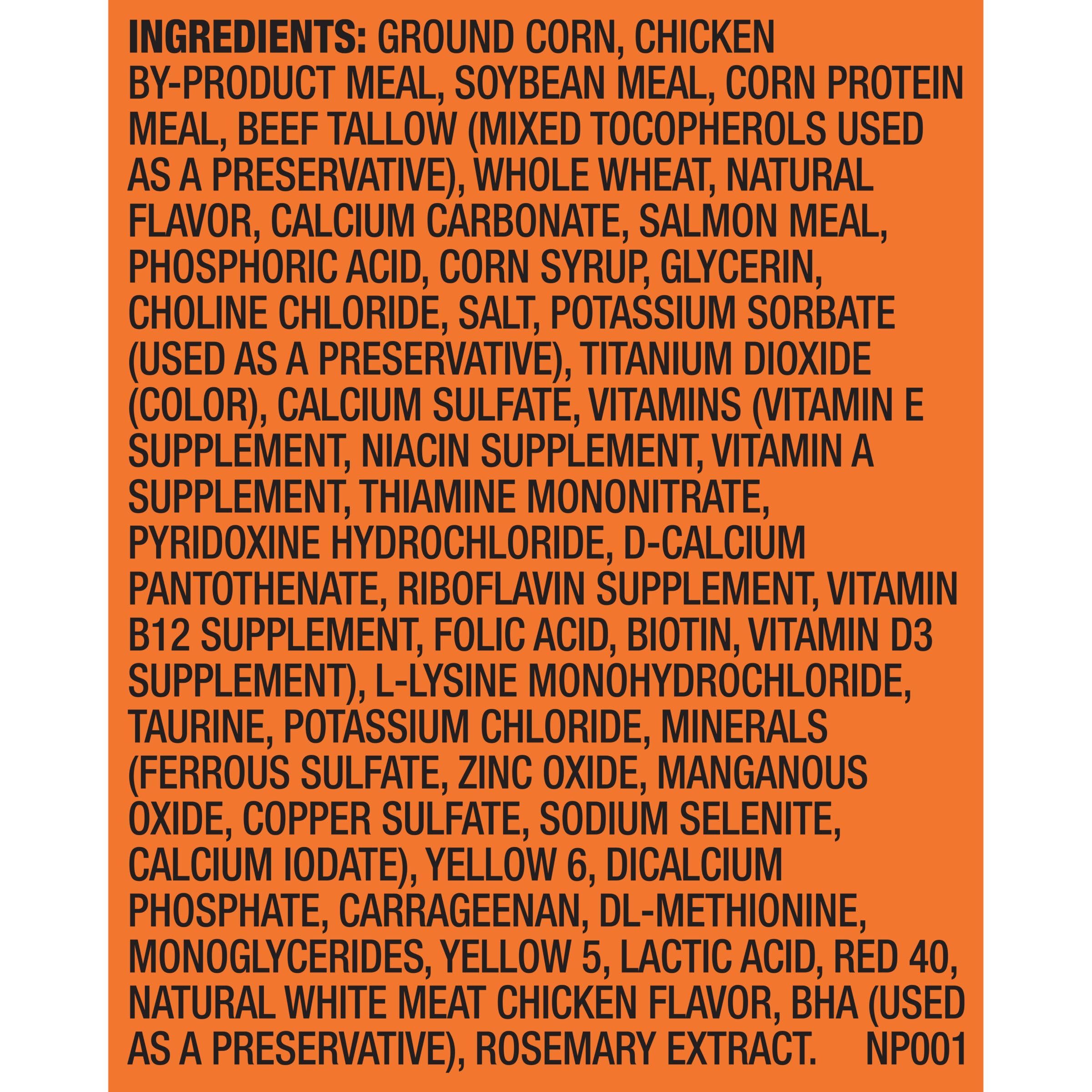 Meow Mix centros tiernos, pollo blanco como sabor principal.