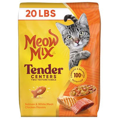 Meow Mix centros tiernos, textura doble y exterior crujiente para disfrute diario.