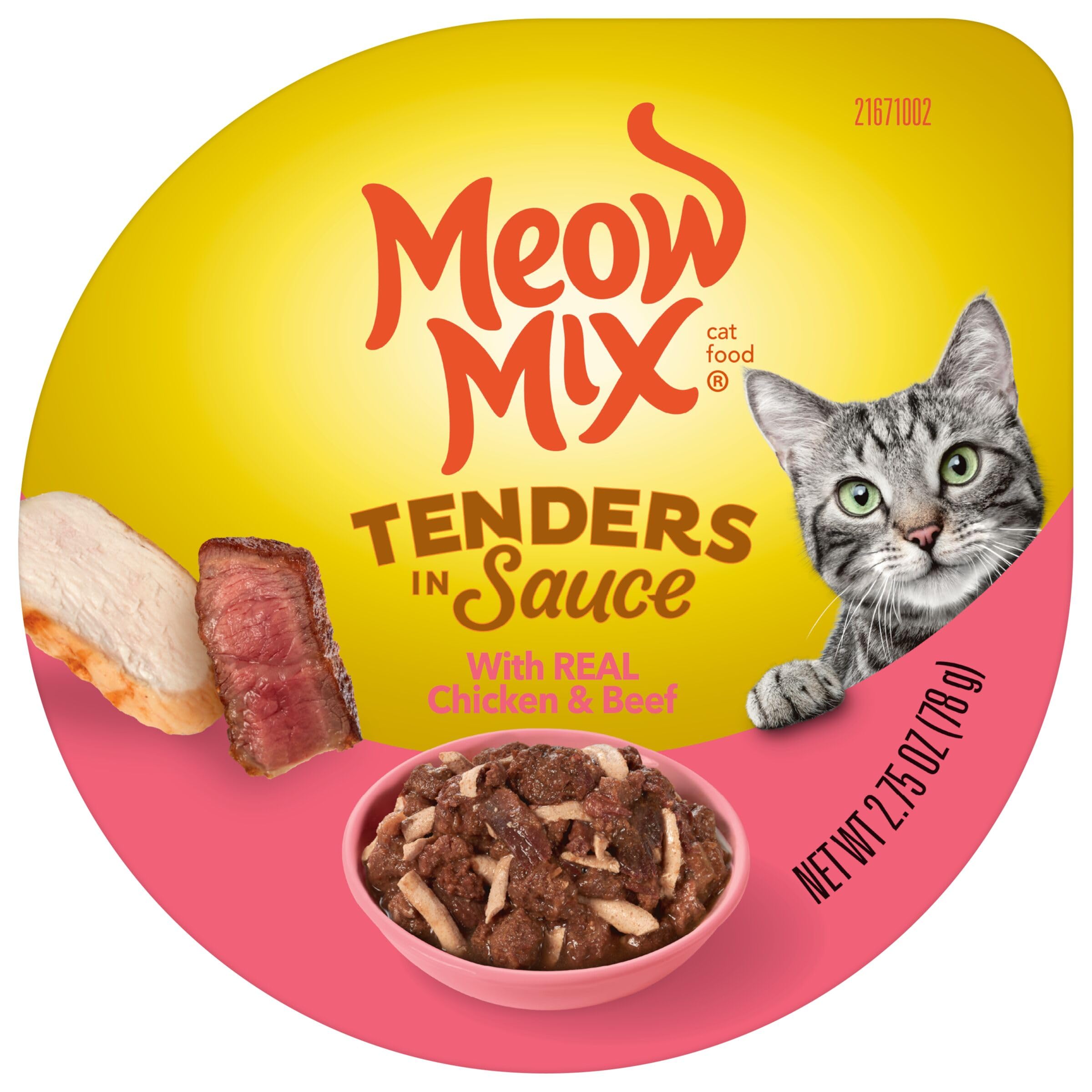 Meow Mix envase porción fácil, servir sin mess