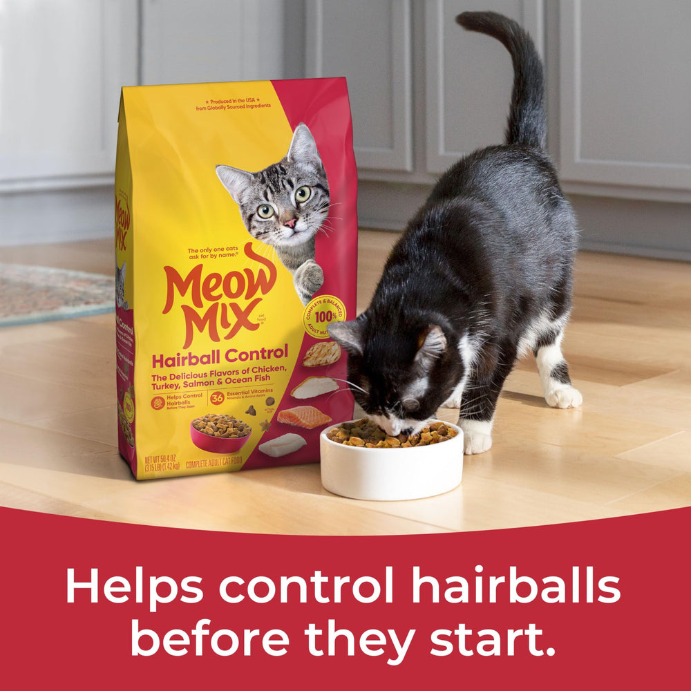 Croquetas crujientes de Meow Mix para gatos, sabor atractivo.
