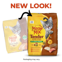 Meow Mix croquetas de doble textura con centro carnoso.