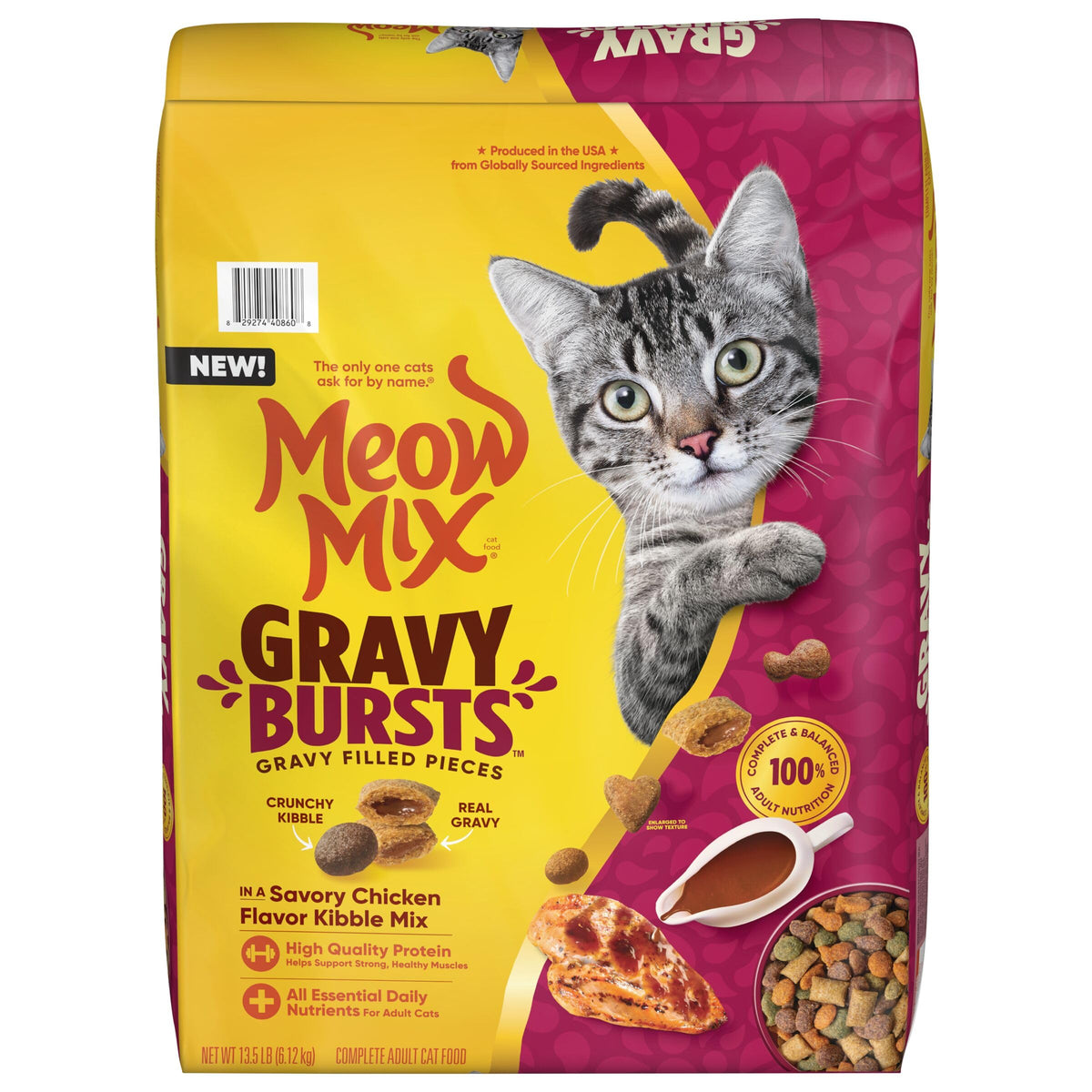 Meow Mix Gravy Bursts: croquetas crujientes con salsa real para gatos