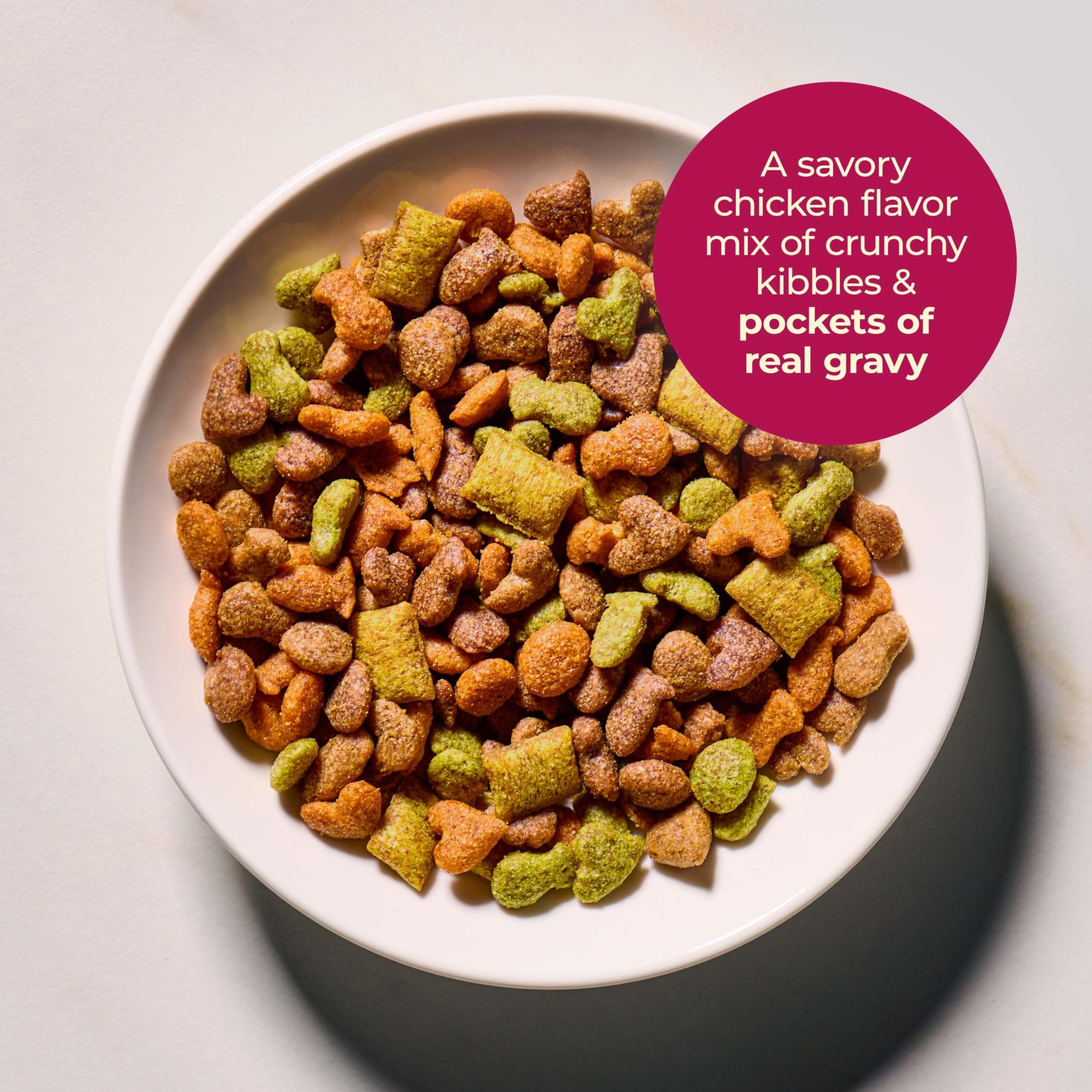 Meow Mix Gravy Bursts nutrición completa para gatos adultos.