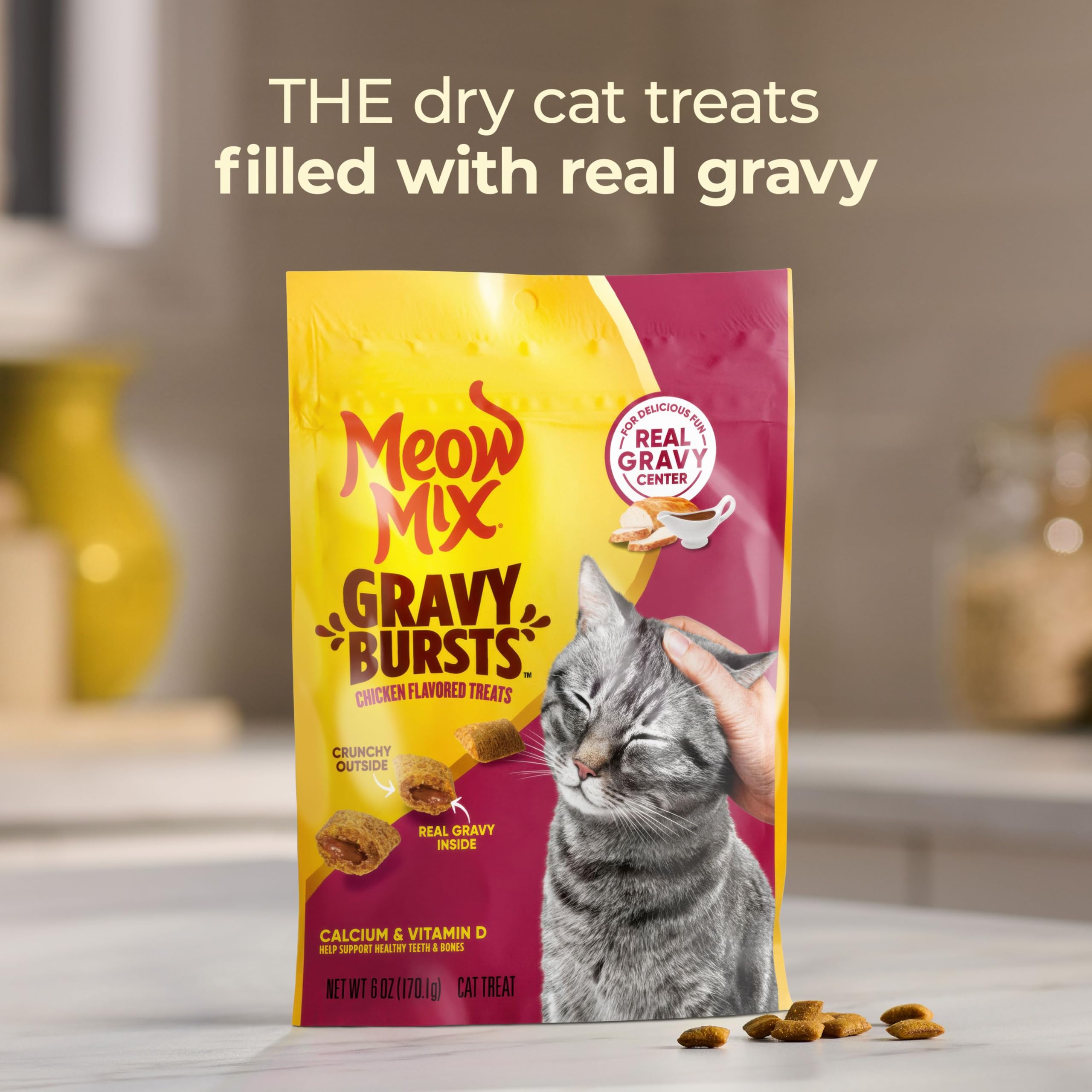 Meow Mix Gravy Bursts porciones atractivas para gatos adultos