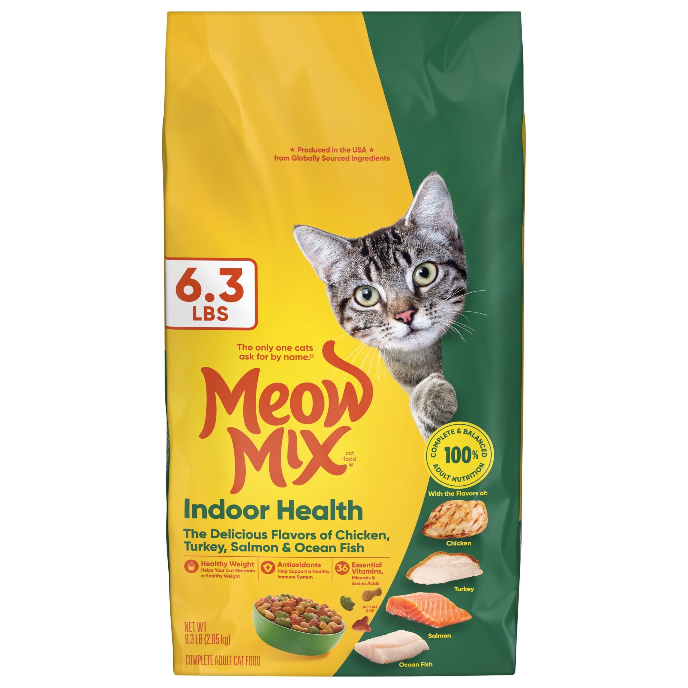 Meow Mix Indoor Health: bolsa de 6,3 libras para gatos adultos.