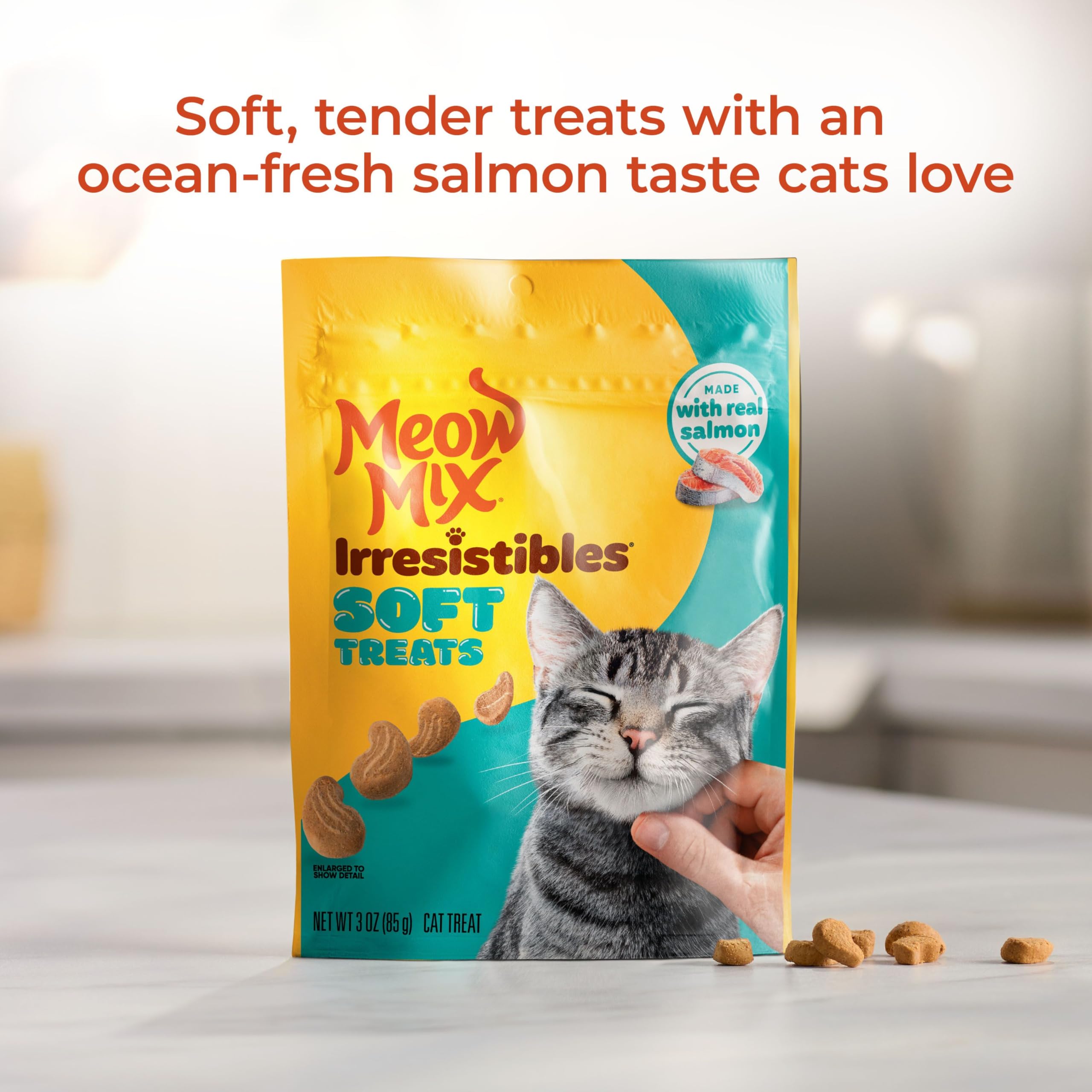 Meow Mix Irresistibles, textura suave, perfecto premio diario para tu gato