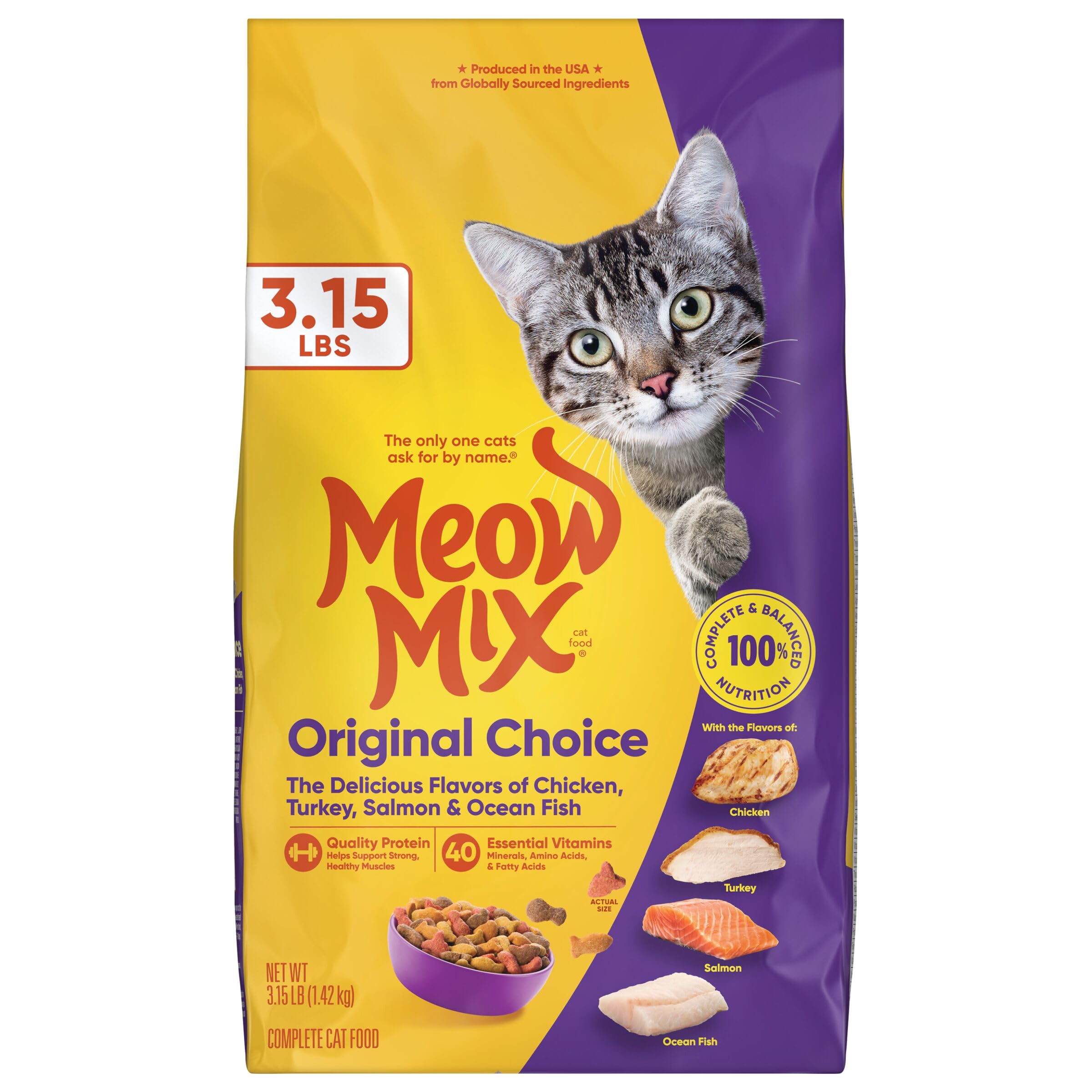 Meow Mix Original Choice envase seguro para alimentos de gato