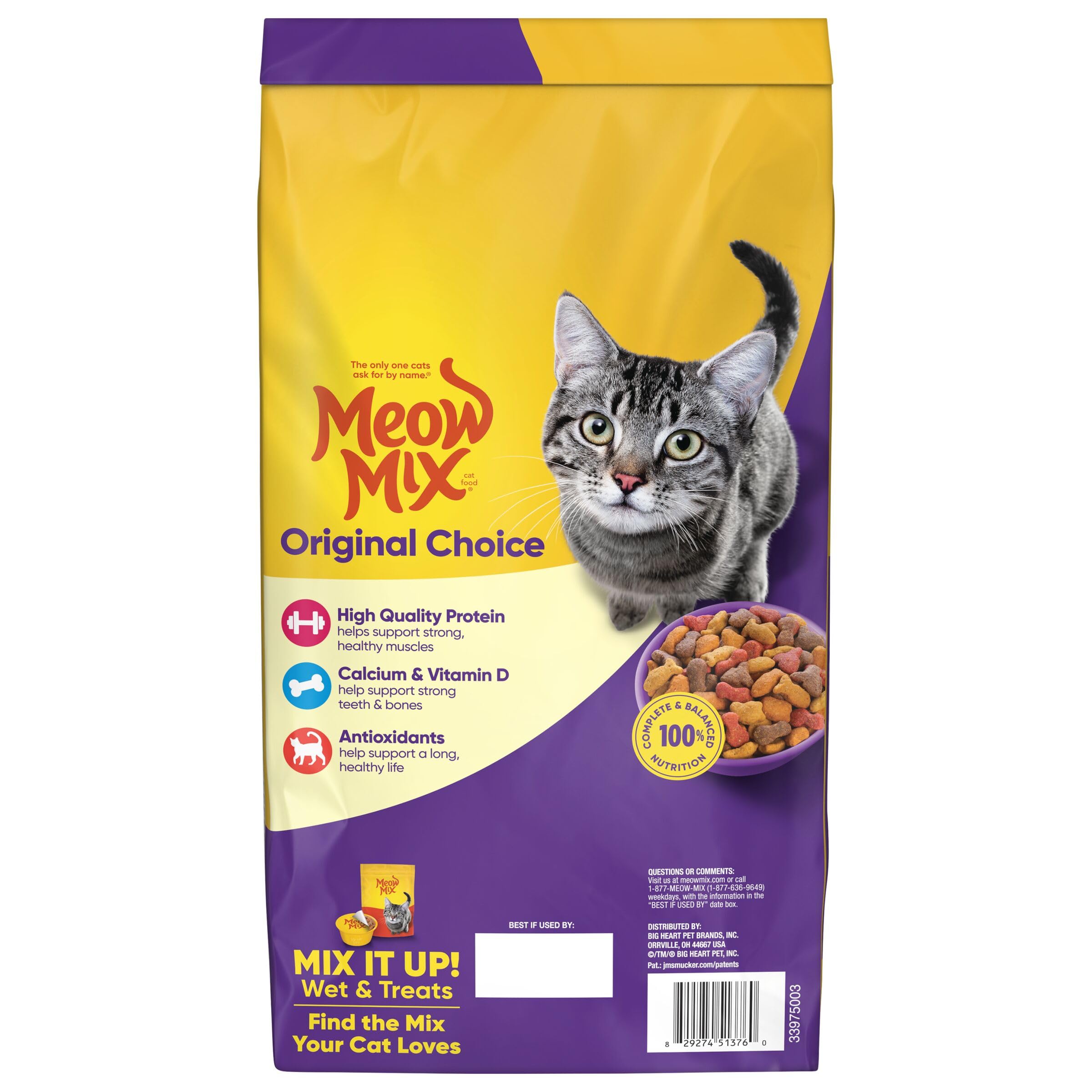 Nutrición completa diaria para gatos adultos con Meow Mix Original Choice