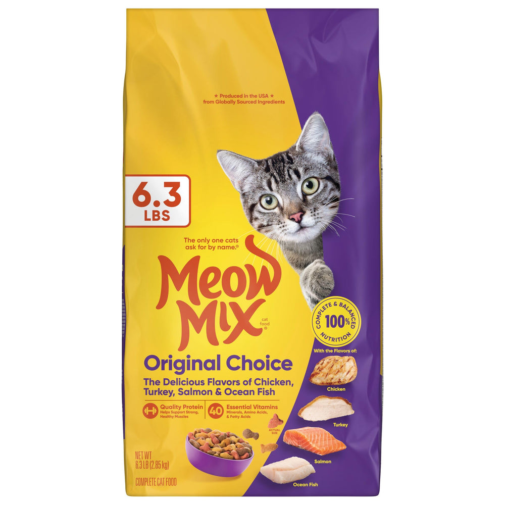 Variedad de sabores de Meow Mix Original Choice para gatos curiosos