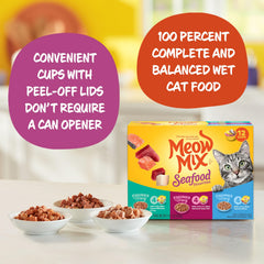 Meow Mix Seafood Favorites merluza oceánica y atún en gravy para gatos