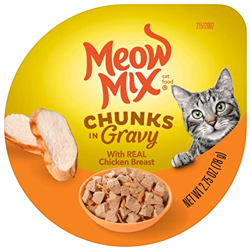 Meow Mix tapas despegables, porciones individuales para cada comida.