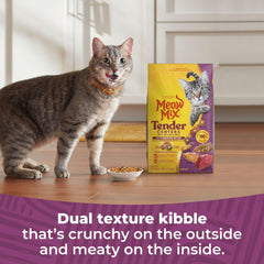 Meow Mix Tender Centers con Basted Bites, croquetas sabor pollo y atún para gatos.