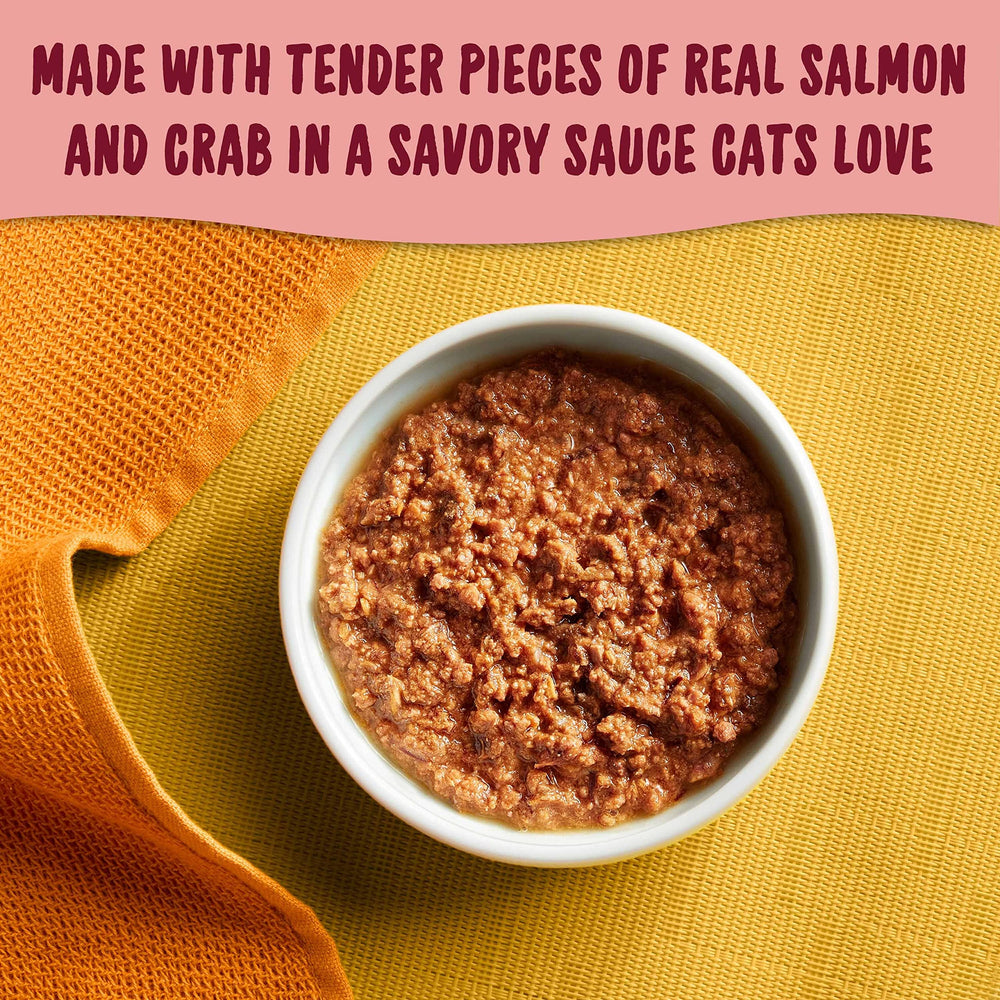 Meow Mix Tenders en salsa, sabor sabroso y textura atractiva para gatos.
