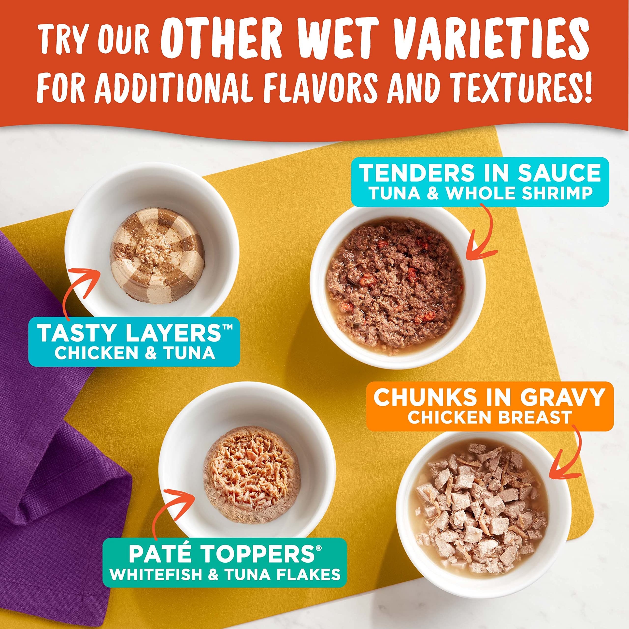 Tapa de Meow Mix Tenders para abrir fácilmente en taza sin abrelatas.
