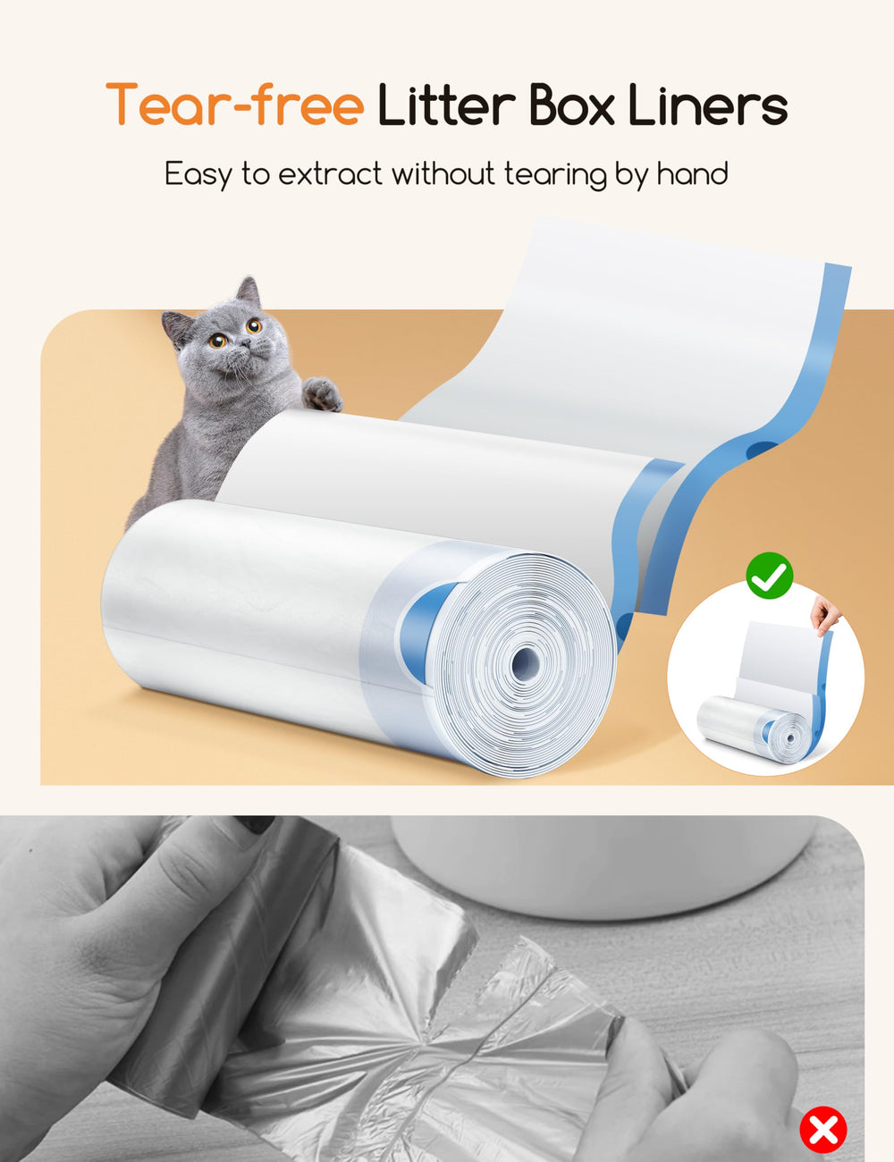 Meowant bolsas liner 60 piezas para MW-SC01/MW-SC02, suministro práctico para hogares con varios gatos.