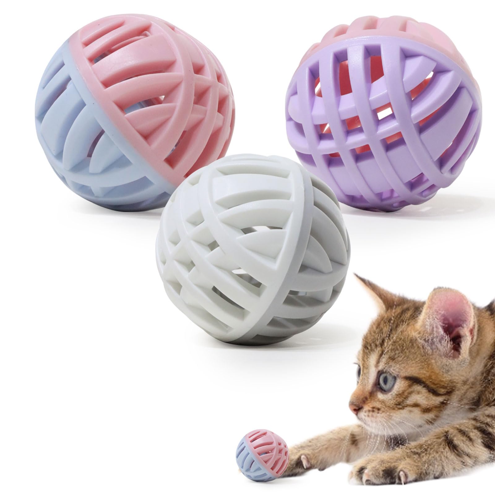MeowAroma bola de gato con campana rosa-violeta estimula juego activo