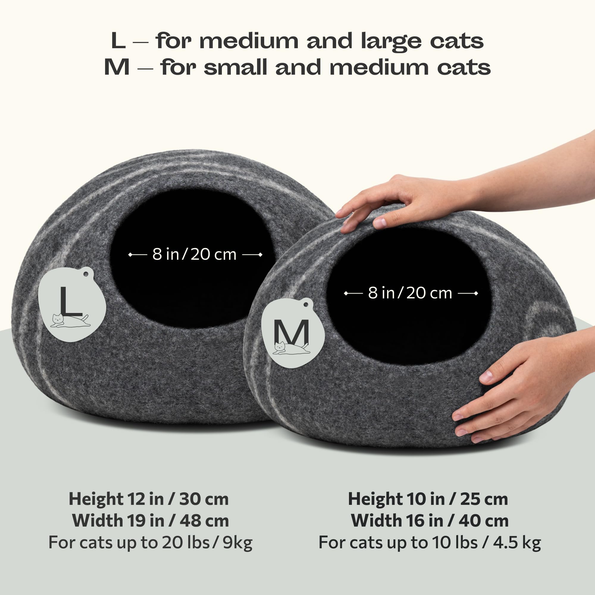 MEOWFIA Caja exterior en lana merino gris, diseño suave que combina con la decoración.