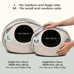 MEOWFIA Cama-cueva de lana merino, espacio privado para dormir.