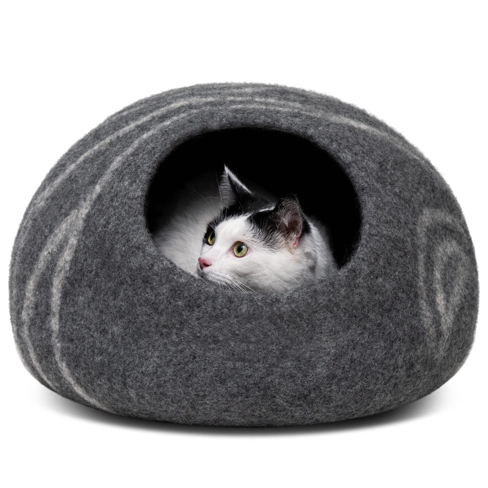 Cueva para gato Meowfia gris oscuro, refugio cálido para dormir.