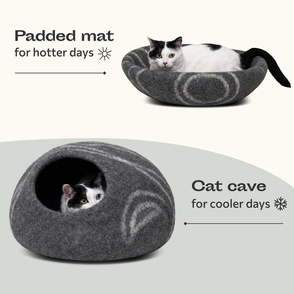 Cueva Meowfia gris oscuro, superficie cómoda para descansar.